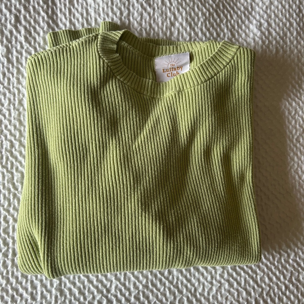 The Lullaby Club Green Crew Neck Sweater with Ribbed Texture